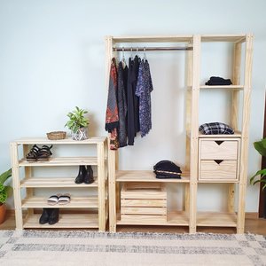 Guarda-Roupa Closet Caruaru 180X125X33 em Madeira de Pinus - NATURAL