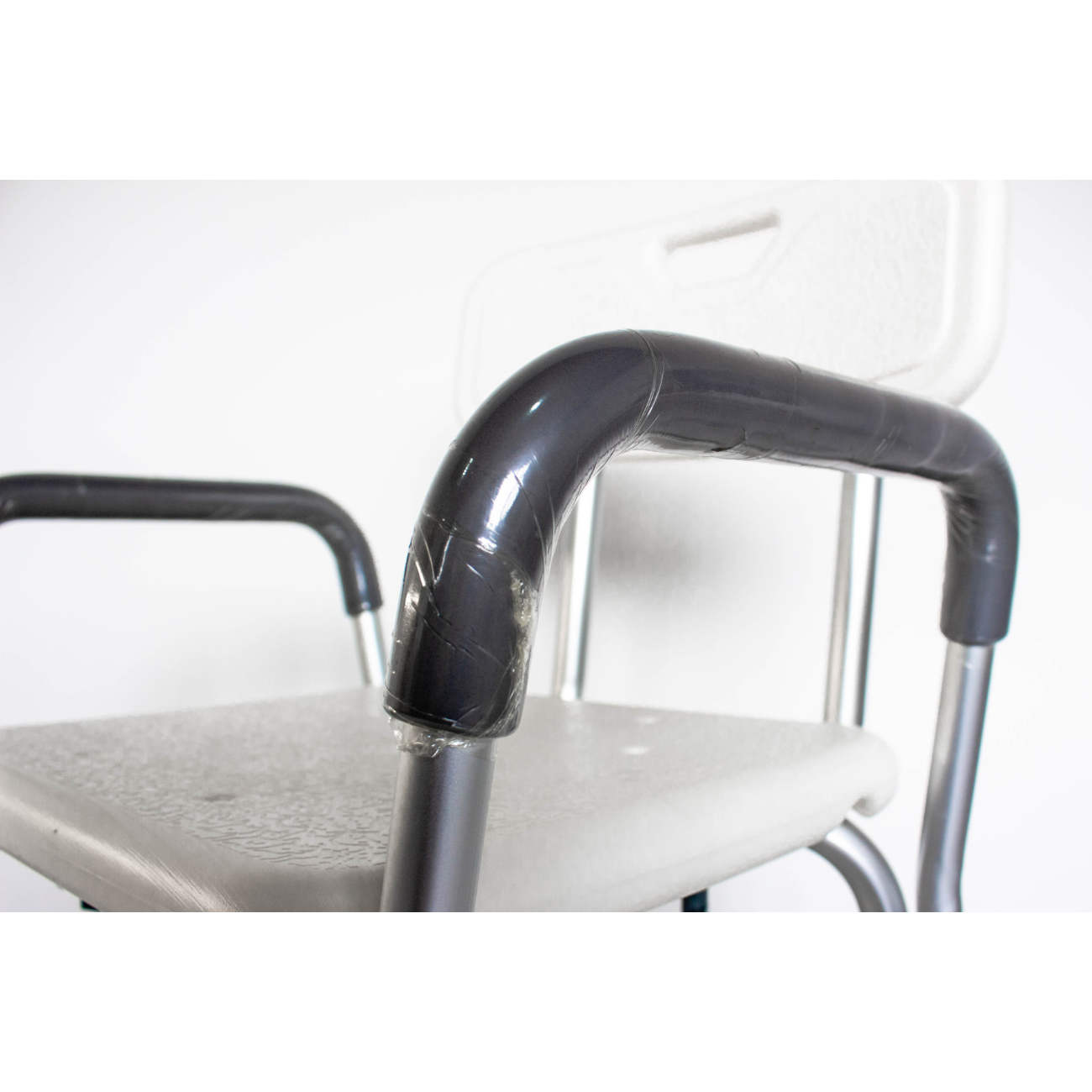 Cadeira Banqueta de Banho Adulto Idosos Aluminio com Apoio de Braços e Encosto - 3