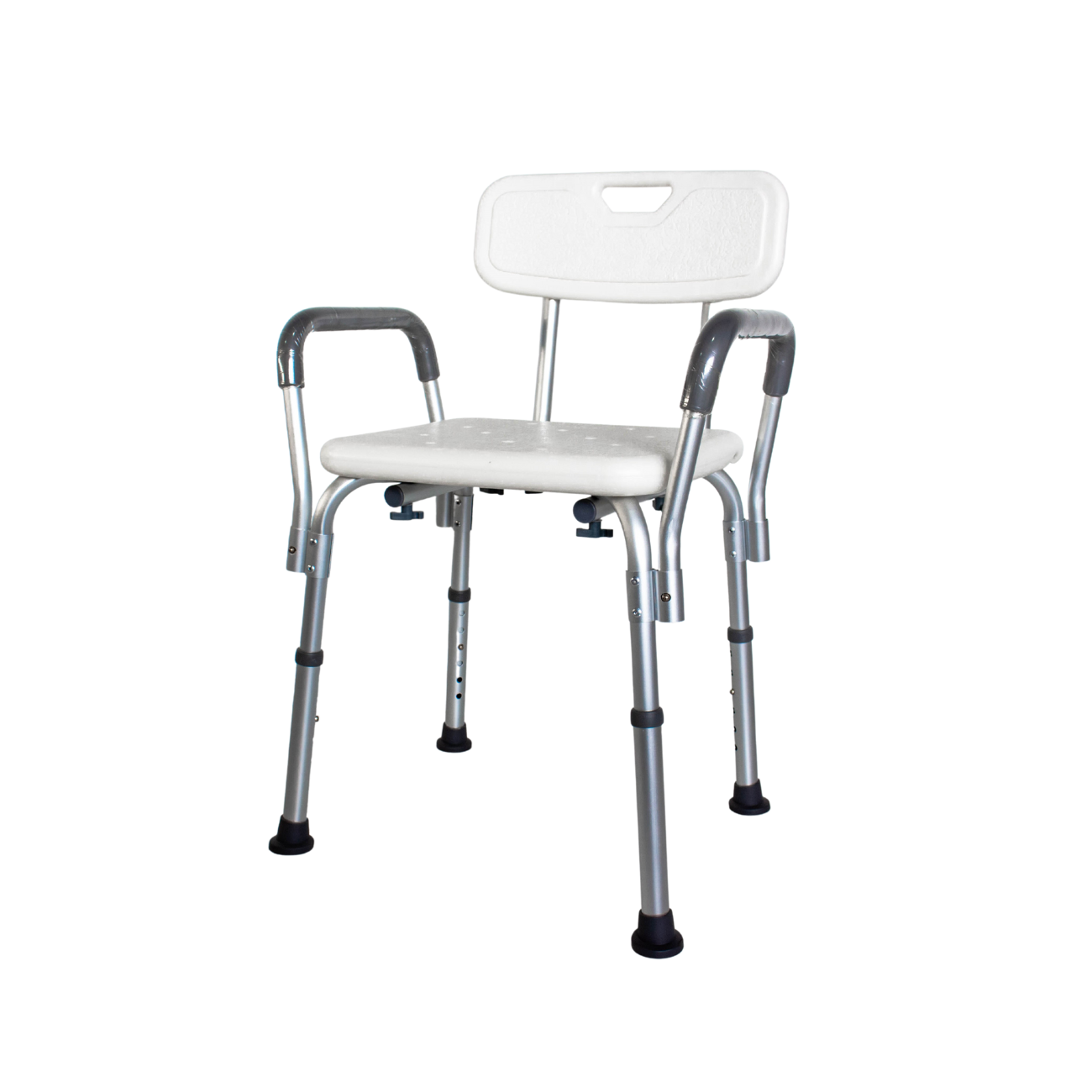 Cadeira Banqueta de Banho Adulto Idosos Aluminio com Apoio de Braços e Encosto