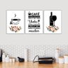 Kit 3 Quadros Café e Vinho Cozinha Branco 20x30cm Decorativo Cantinho Gourmet - 1