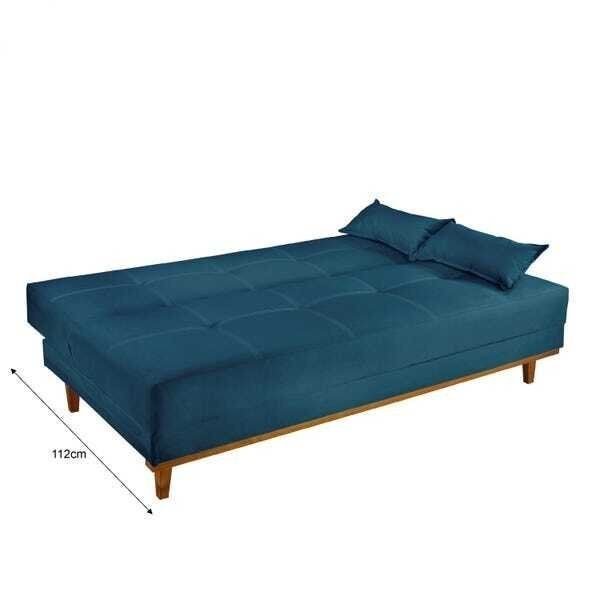 Sofá Cama 3 Lugares Madrid Luxury Estofados Azul - 4