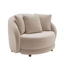 Ver imagem 1 de Poltrona Decorativa Para Sala 122cm Pés Madeira Kaly M22 Veludo Bege - Mpozenato