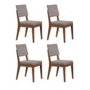Ver imagem 1 de Conjunto com 4 Cadeiras de Madeira Maciça Estofada Ella - Natural C/ Mescla Cinza