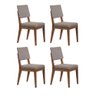 Conjunto com 4 Cadeiras de Madeira Maciça Estofada Ella - Natural C/ Mescla Cinza - 1