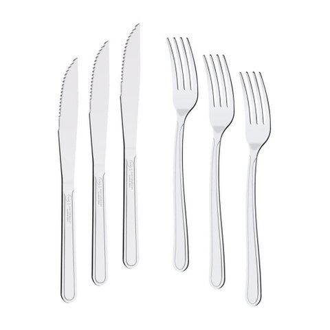 Kit - Jogo de Faca e Garfo Buzios 96 Peças em Aço Inox Ibag - Tramontina