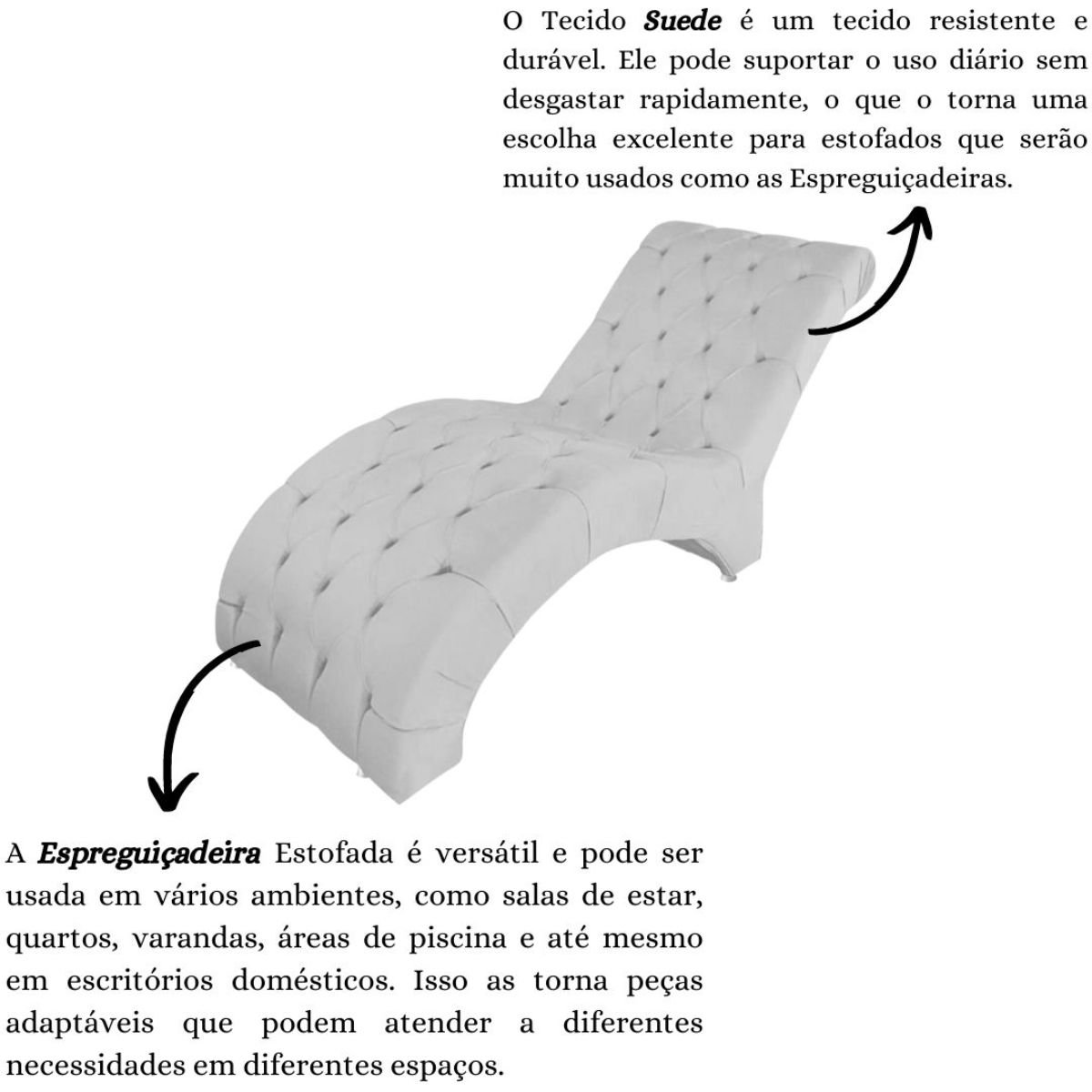 Recamier Divã Espreguiçadeira para Sala e Cliníca Estética Sandra Suede:branco - 5