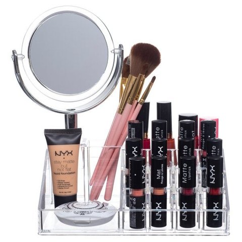 Organizador Com Espelho Duplo Porta Maquiagem Em Acrílico