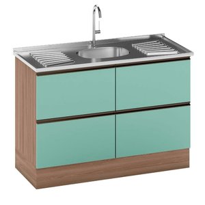 Balcão para Pia e Cuba 120 Cm 2 Portas 3 Gavetas Etna Poliman Móveis