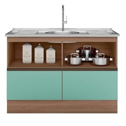 Balcão para Pia e Cuba 120 Cm 2 Portas 3 Gavetas Etna Poliman Móveis - 3