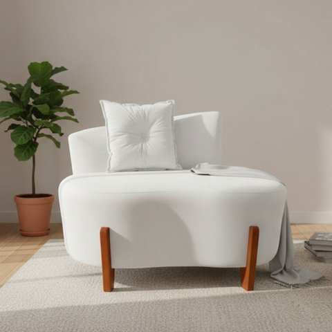 Namoradeira Sofá Feijão Luna 100cm Orgânica Couro Branco