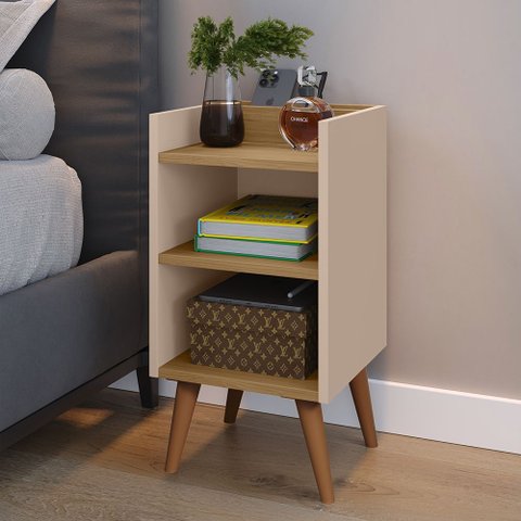 Mesa de Cabeceira Criado Quarto Escritório Max Retro - Fendi e Hanover