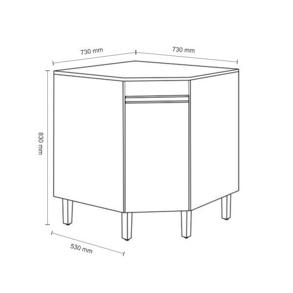 Balcão de Cozinha 1 Porta Marie Indekes Off White/Noce 83x73x53 - 4