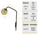 Ver imagem 7 de Arandela New Figo Preta - Vidro Âmbar