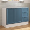 Ver imagem 1 de Balcão Planejado 2 Portas 3 Gavetas 120cm sem Tampo Soho CabeCasa MadeiraOriginals Branco/Azul
