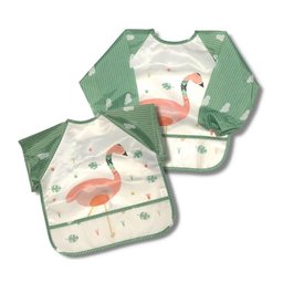 Babador Impermeável Manga Longa Blw Curta Kit 2unds Flamingo Baby Babador Blw, Babador Avental, Baba - 8