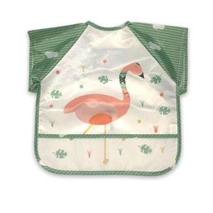 Babador Impermeável Manga Longa Blw Curta Kit 2unds Flamingo Baby Babador Blw, Babador Avental, Baba