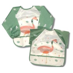 Babador Impermeável Manga Longa Blw Curta Kit 2unds Flamingo Baby Babador Blw, Babador Avental, Baba - 5