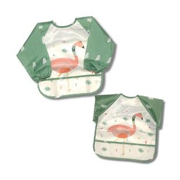 Babador Impermeável Manga Longa Blw Curta Kit 2unds Flamingo Baby Babador Blw, Babador Avental, Baba - 9