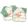 Babador Impermeável Manga Longa Blw Curta Kit 2unds Flamingo Baby Babador Blw, Babador Avental, Baba - 3