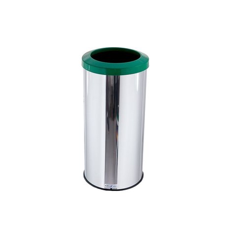 Lixeira Inox 25L Aro Esmaltado Cesto De Lixo Reciclável Cozinha - Verde