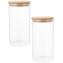 Ver imagem 4 de Pote de Vidro Tubular com Tampa de Bambu 1l 10x17cm Transparente