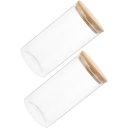 Ver imagem 3 de Pote de Vidro Tubular com Tampa de Bambu 1l 10x17cm Transparente