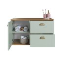 Ver imagem 4 de Gabinete de Banheiro 80cm 100% MDF com 1 Porta e 2 Gavetas sem Cuba Lívia Yescasa Verde/Freijó/Mosca
