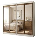Ver imagem 1 de Conjunto 2 Guarda-Roupas 4 Portas de Correr com 4 Espelhos Branco/Rustic Tokio Madesa