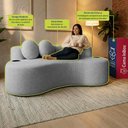 Ver imagem 4 de Sofá Veda 1,88m Xpand Tech Tecido Bouclê Cinza Claro Cama Inbox