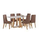 Ver imagem 2 de Conjunto Sala de Jantar Mesa Easy Pop 170x90cm Tampo Vidro/mdf com 6 Cadeiras Seat Couro Morano Avel