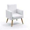 Ver imagem 1 de Poltrona Decorativa Nina Com Roda Pé Para Sala de Estar Couro Artificial Branco Aradecor