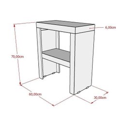 Aparador 100% MDF Modelo U com Prateleira 60x70x30cm Comac - 3