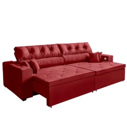 Sofá 4 Lugares Smart Vermelho Retrátil, Reclinável 2,62 Metros Tecnologia Carregamento 3 portas USB - 1