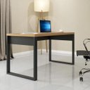 Ver imagem 1 de Mesa para Escritório 1,35m Estilo Industrial F20 Pradel Móveis - Freijó/preto Fosco