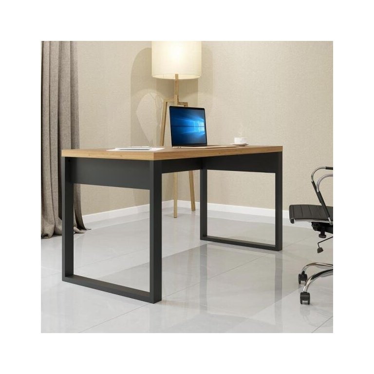 Mesa para Escritório 1,35m Estilo Industrial F20 Pradel Móveis - Freijó/preto Fosco