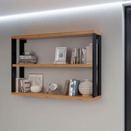 Estante Suspensa 89,5cm Estilo Industrial F26 Pradel Móveis - Freijó/preto Fosco - 1