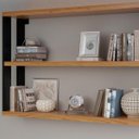 Ver imagem 2 de Estante Suspensa 89,5cm Estilo Industrial F26 Pradel Móveis - Freijó/preto Fosco