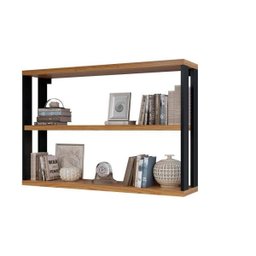 Estante Suspensa 89,5cm Estilo Industrial F26 Pradel Móveis - Freijó/preto Fosco - 3