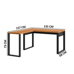 Mesa em "l" para Escritório 157,5x135cm Estilo Industrial F22 Pradel Móveis - Freijó/preto Fosco - 4
