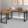Mesa em "l" para Escritório 157,5x135cm Estilo Industrial F22 Pradel Móveis - Freijó/preto Fosco - 1