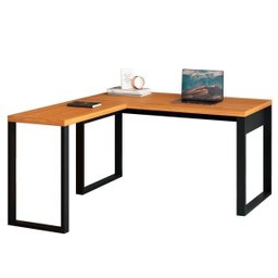 Mesa em "l" para Escritório 157,5x135cm Estilo Industrial F22 Pradel Móveis - Freijó/preto Fosco - 3
