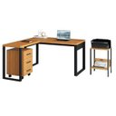 Ver imagem 2 de Mesa para Escritório em L com Gaveteiro e Auxiliar Freijo Preto