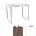 Ver imagem 1 de Mesa de Escritório Pé Tubular Pe25 em Mdp 90 X 45 Cm Cor Walnut e Base Branca