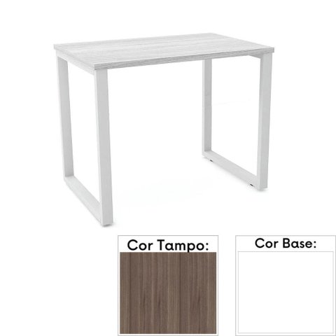 Mesa de Escritório Pé Tubular Pe25 em Mdp 90 X 45 Cm Cor Walnut e Base Branca