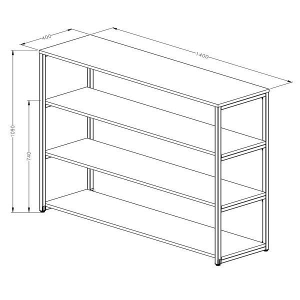 Estante para Escritório Marelli Frame Preta 140x40cm - 3