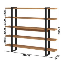 Estante Escritório 5 Prateleiras Preto Freijó Pradel - 4 Estante Escritório 5 Prateleiras Preto Freijó Pradel - 4