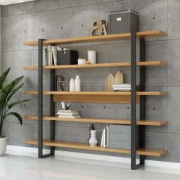 Estante Escritório 5 Prateleiras Preto Freijó Pradel - 1 Estante Escritório 5 Prateleiras Preto Freijó Pradel - 1