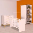 Ver imagem 1 de Conjunto Berço, Cômoda Sapateira Slim e Guarda Roupa Rosa