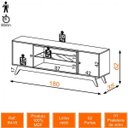 Ver imagem 4 de Rack para TV até 55 Polegadas 2 Portas 1 Prateleira de Vidro 180cm Retrô Dalla Costa