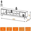 Ver imagem 4 de Rack para TV até 55 Polegadas 2 Gavetas Espelhadas e Nichos 220cm Retrô Dalla Costa